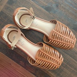 Brown sandals with ankle strap. Size 7. Never worn